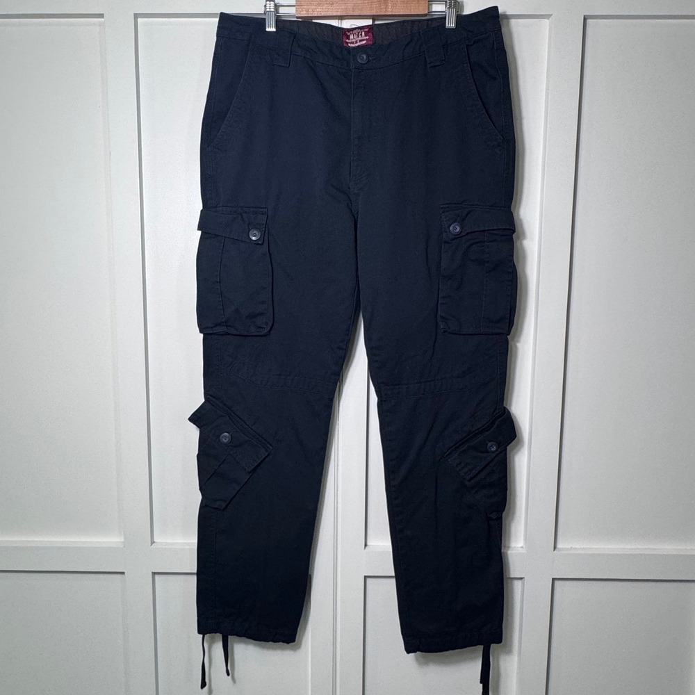 Matchstick Mens Black Cotton Multi Pocket Cargo Workwear Pants Size 40 185/104B